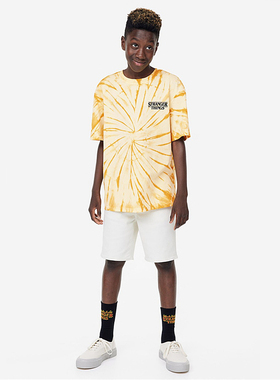 瑕疵K253-N3童装134-170欧美H家纯棉儿童圆领T恤宽松半袖夏季外贸