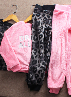 瑕疵F677-P6童装120-160码欧美儿童珊瑚绒睡衣睡裤套装家居服外贸