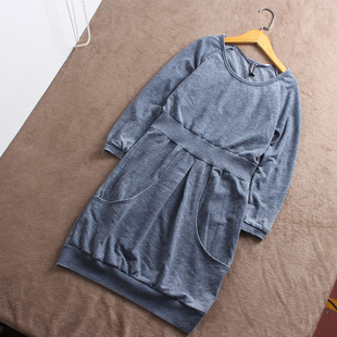 女装 瑕疵 欧美女式 重水洗做旧长袖 外贸 W552 连衣裙春秋款