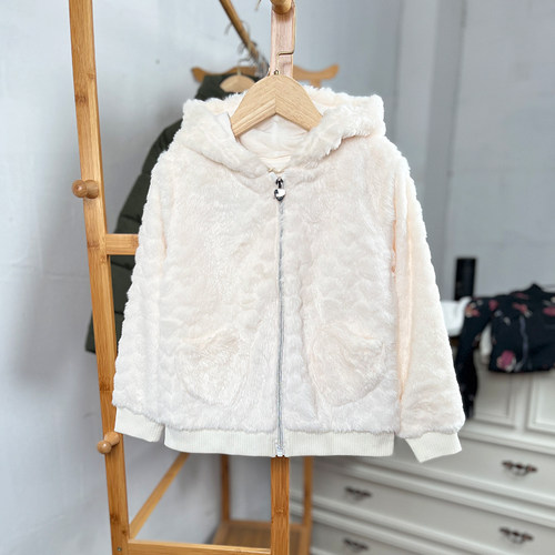 儿童绒外套女童拉链衫春秋连帽