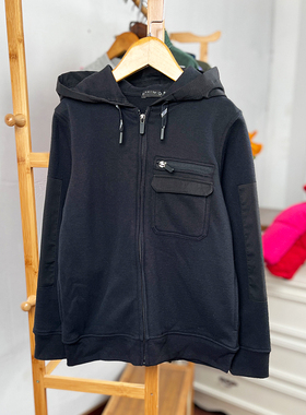 K629-E5童装 131-179码 欧美儿童薄绒卫衣男童拉链衫连帽外套外贸