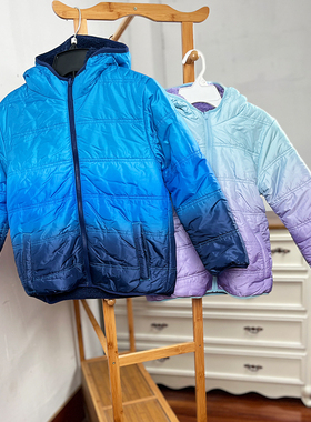 H810-Z3童装110-160码欧美儿童双面穿绒绒连帽外套拉链衫男女外贸