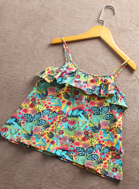 F475-F4童装98-150码欧美儿童夏季背心吊带女童中童夏装无袖外贸