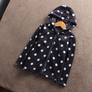 欧美儿童摇粒绒外套拉链衫 童装 122码 连帽春秋外贸 瑕疵F661