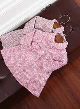 J835-B4童装 66-125码欧美儿童呢大衣外套女童春秋可爱含羊毛外贸