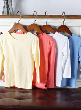 H473-K1童装90-155码欧美儿童纯棉长袖T恤春秋男女童纯色打底外贸