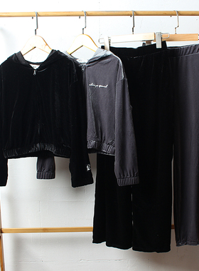 H118-F 童装134-170码 欧美H家儿童天鹅绒外套阔腿裤长裤女童外贸