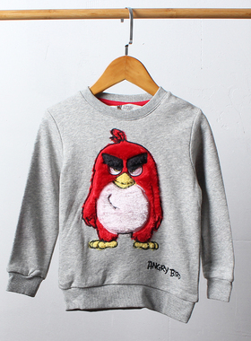 清仓E624-L2童装92-104码欧美儿童纯棉毛圈卫衣春秋长袖打底外贸