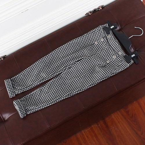 外贸儿童九分裤格子打底裤甜美