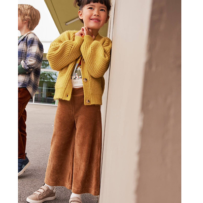 法国单儿童灯芯绒长裤女童阔腿裤