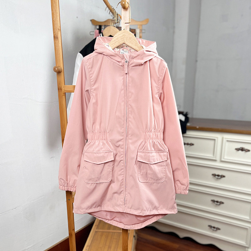 瑕疵H839-U1童装 134-176码欧美儿童外套风衣女童拉链衫中长外贸