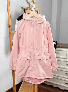 瑕疵H839-U1童装 134-176码欧美儿童外套风衣女童拉链衫中长外贸