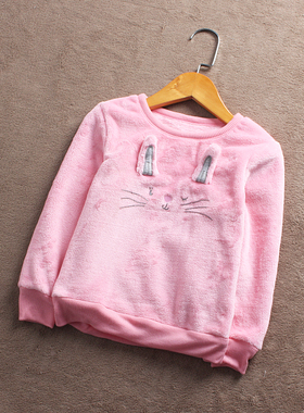 瑕疵 D823-W6童装92-140码欧美儿童珊瑚绒卫衣可爱秋冬款女童外贸