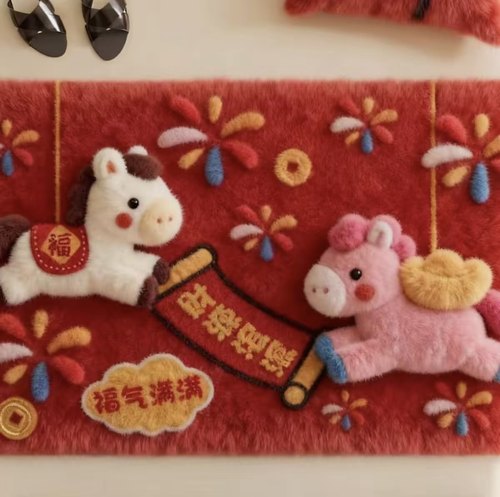 毛线风凯蒂喜气马卡通可爱吸水地垫床边家用硅藻厨房入户卧室地毯