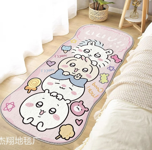 仿羊绒乌萨奇吉伊卡哇加厚地毯卡通毛绒床边毯可爱少女卧室脚垫