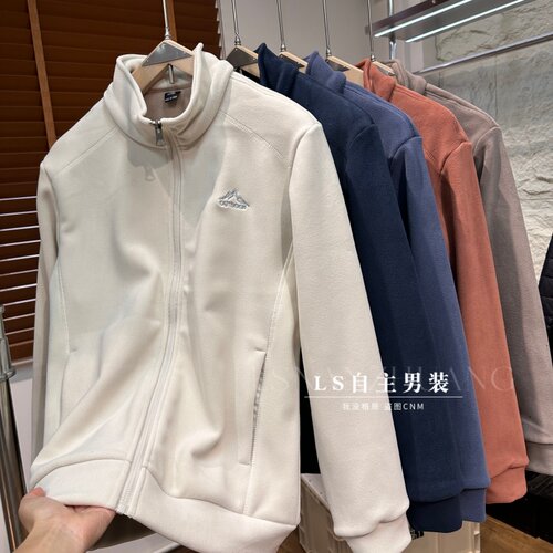 一线工厂~奥立绒加厚保暖立领拉链夹克男女户外休闲绒感外套多色