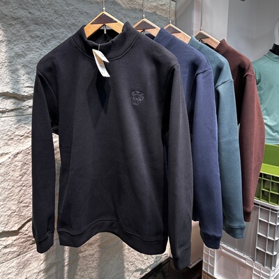 秋冬加绒加厚虎头刺绣半高领男卫