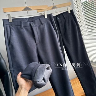 一线大厂撤柜单~松紧腰男士商务休闲裤秋冬灯芯绒加绒保暖直筒