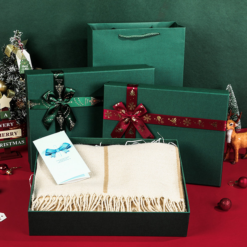 圣诞礼品盒墨绿色礼物盒围巾杯子礼盒空盒伴手礼盒子衬衫盒简约盒
