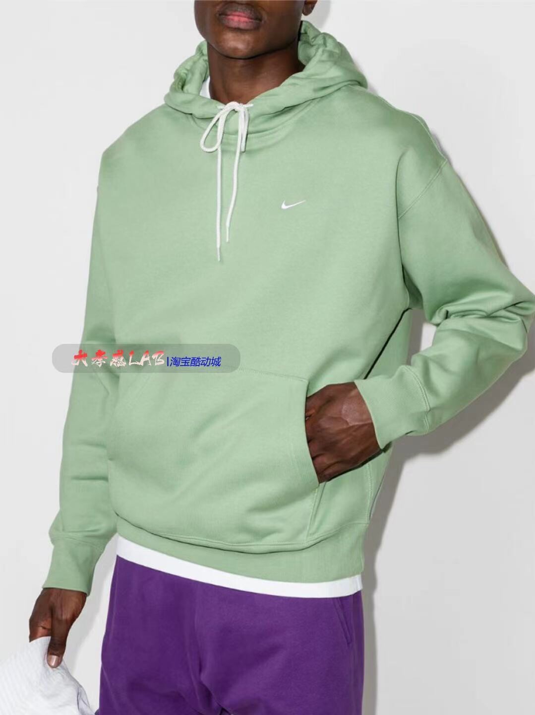NIKELAB NRG 클래식 자수 스몰 로고 플러스 벨벳 스포츠 캐주얼 루즈 후드티 스웨트셔츠 DA0316-010