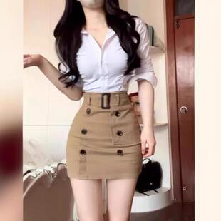 辣妹紧身性感包臀裙后妈女2025新款春夏半身裙收腰衬衫jk制服套装