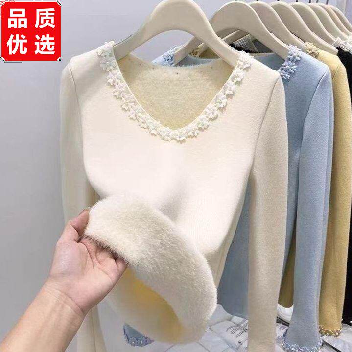 钉珠韩系花朵领针织衫一