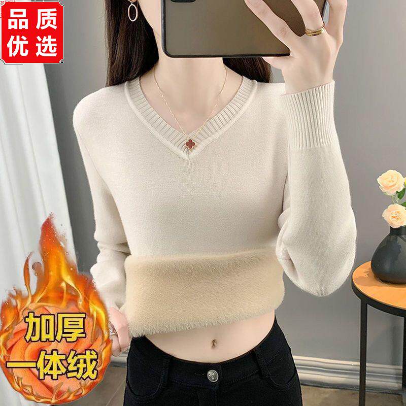 秋冬季加绒加厚毛衣女一