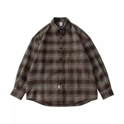 加厚长袖衬衫格子男宽松