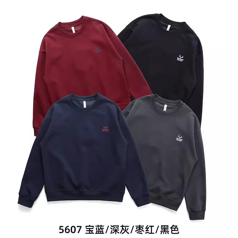 鹿头刺绣！ODM公司新品！秋季男士纯色时尚百搭美式休闲圆领卫衣