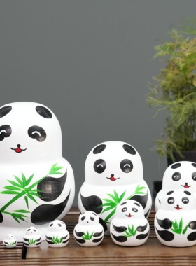 俄罗斯套娃10层熊猫可爱卡通儿童益智玩具幼儿园礼物送礼哈尔滨送