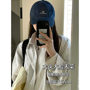 可戴字母刺绣棒球帽子女大头围显脸小百搭鸭舌帽 高级感水洗棉四季