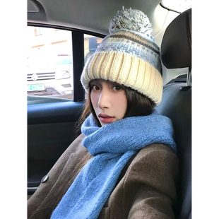 【雪国】费尔岛毛球毛线帽子女秋冬氛围感保暖针织大头显脸小冷帽