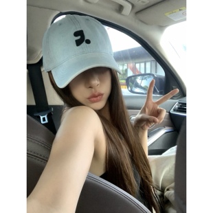 版型chao棒！美式复古牛仔棒球帽子女大头显脸小水洗刺绣鸭舌帽男