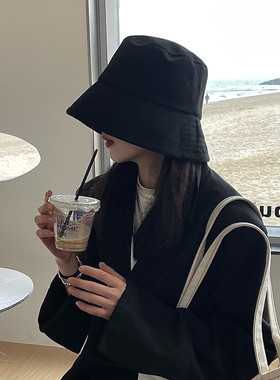 渔夫帽子女高冷禁欲系纯色大檐遮阳防晒盆帽ins休闲百搭水桶帽夏