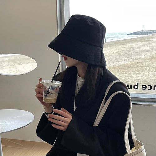 渔夫帽子女高冷禁欲系纯色大檐遮阳防晒盆帽ins休闲百搭水桶帽夏