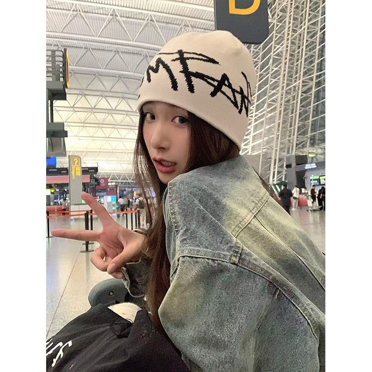 潮牌感小众设计针织毛线冷帽子女显脸小大头围字母套头保暖包头帽,服饰配件/皮带/帽子/围巾,帽子,淘宝优惠券,粉丝福利购,淘宝优惠卷