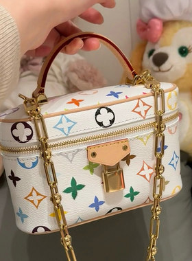 包包女式2025新款白三彩盒子包高级感百搭手提斜挎小包化妆包链条