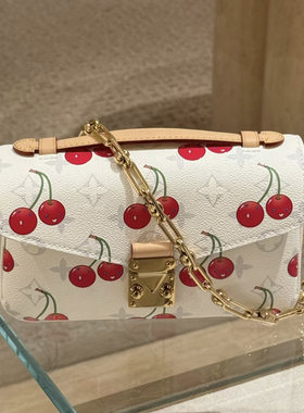 包包女式2025新款樱桃腋下百搭手提斜挎邮差包链条包印花包高级感
