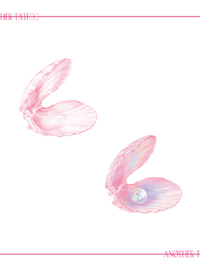 AnOther Tattoo手绘少女感度假风粉色珍珠贝壳纹身贴买一送一防水