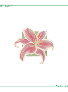 AnOther Tattoo彩色洋气ins粉色油画百合手臂纹身贴买一送一防水