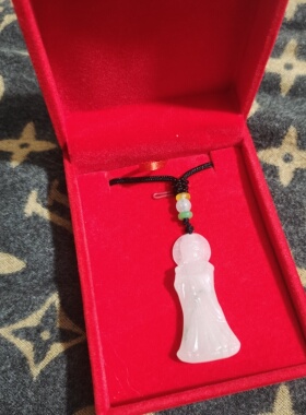 妈祖观音吊坠男女款白玉莲花站观音玉坠项链玉石挂绳