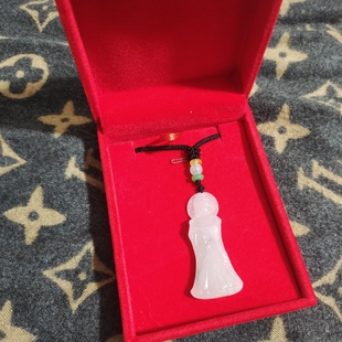 妈祖观音吊坠男款白玉莲花站观音玉坠项链女款玉石挂绳