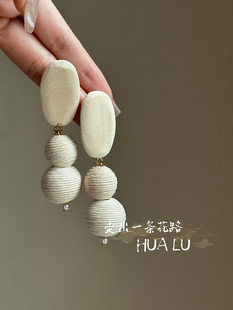 HUALU 韓國復古夸張圓形藤編度假風木質耳環蚊香盤耳夾 沙灘漫步