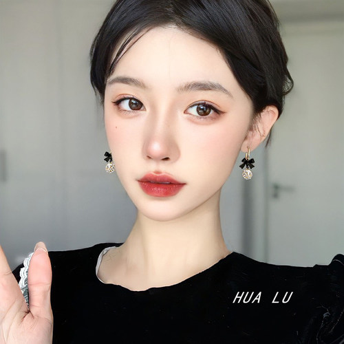 复古甜美赫本风蝴蝶结高级感耳环