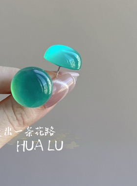 HUALU-湖绿色的海~小巧显白冰透清新简约多巴胺ins耳钉蚊香盘耳夹