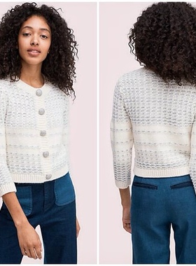 纽约轻奢KS 女款 $328 宝石纽扣亮丝纹理针织开衫 两色