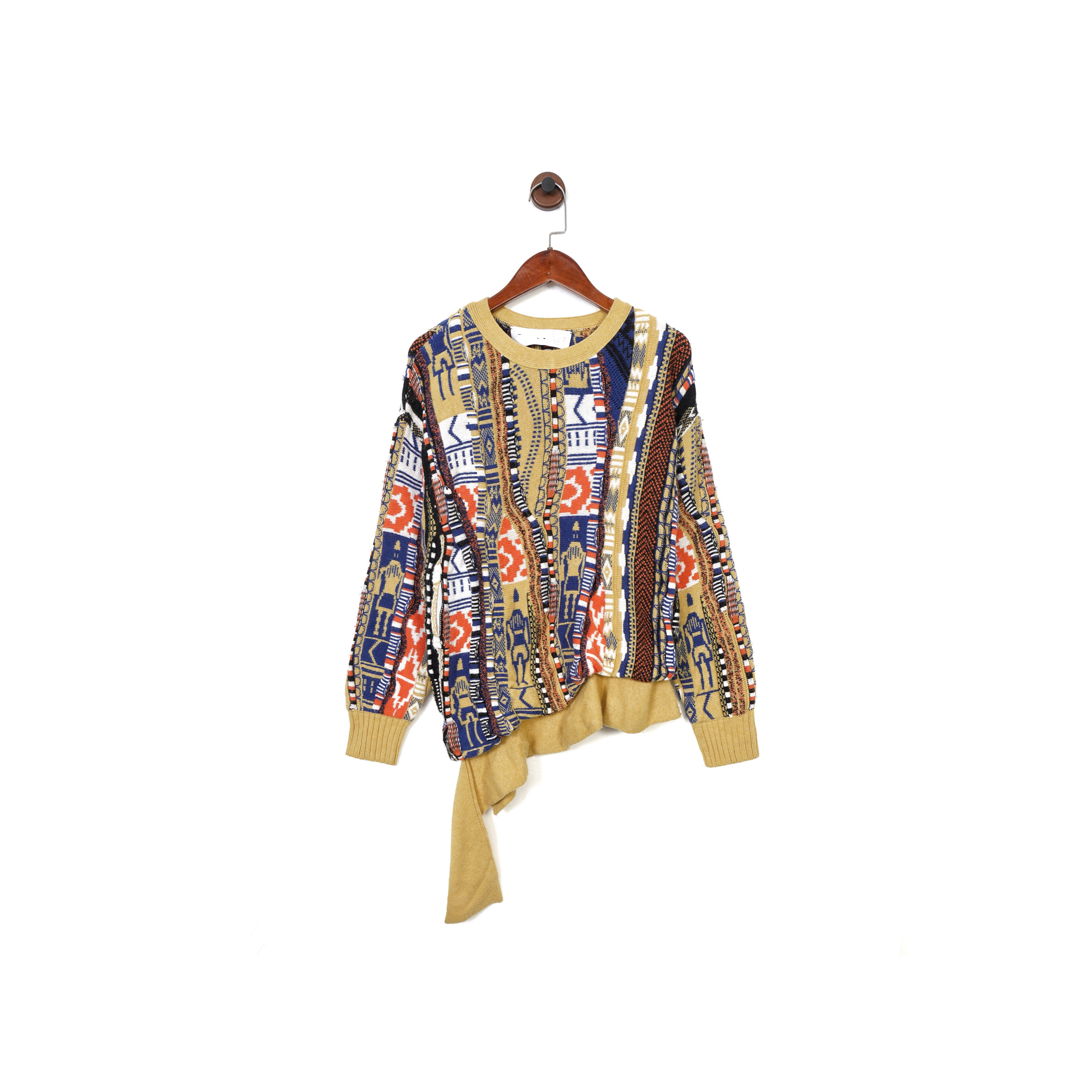 巴黎高端设计师C 女款羊毛混纺 复古抽象撞色拼布假两件针织衫,女装/女士精品,毛针织衫,淘宝优惠券,粉丝福利购,淘宝优惠卷