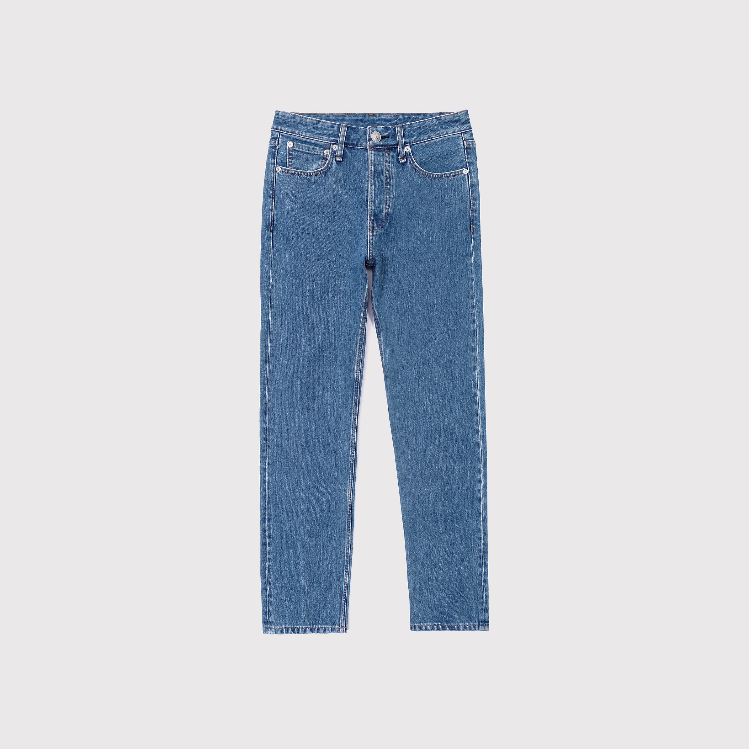 纽约轻奢R&B纽扣门襟蓝色牛仔裤