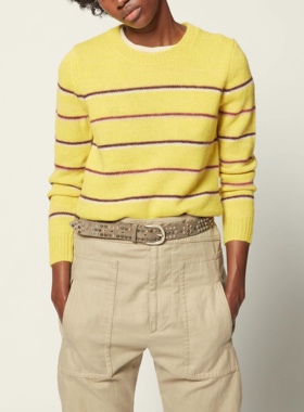 法系IM 女款 Gatlin 复古条纹羊驼毛混纺针织衫 毛衣