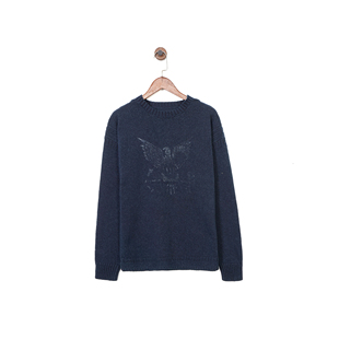 美系经典双R 男款 100%亚麻 复古indigo油墨蓝染针织衫 毛衣